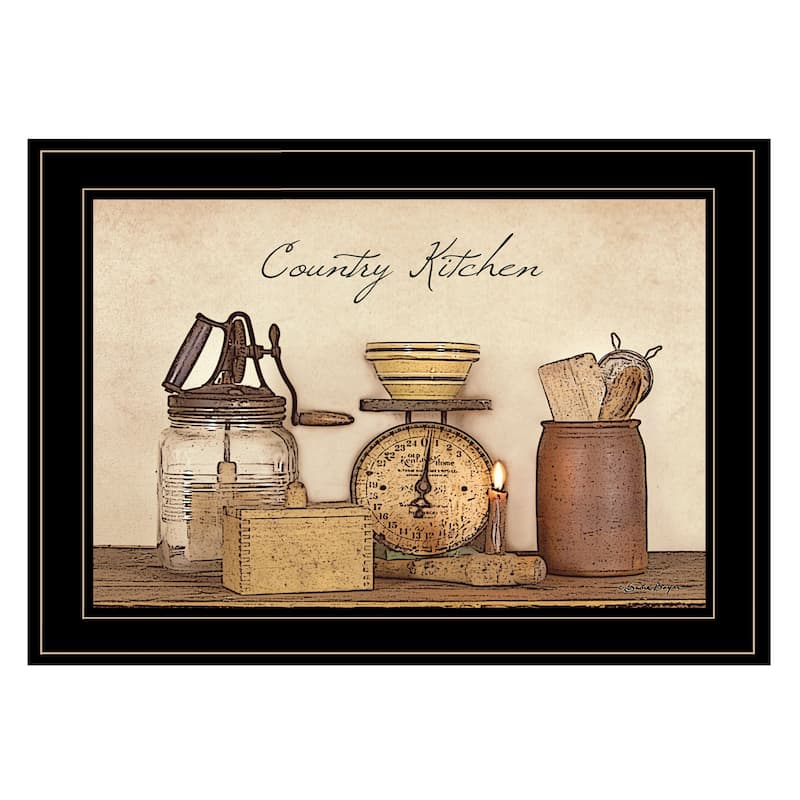 TrendyDecor4U Farmhouse "Country Kitchen" Framed Print Wall Art by